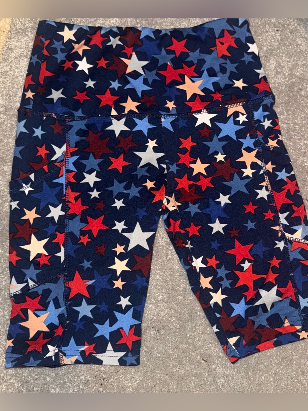 Star-Print Active Bike Shorts - Navy/Multi size small